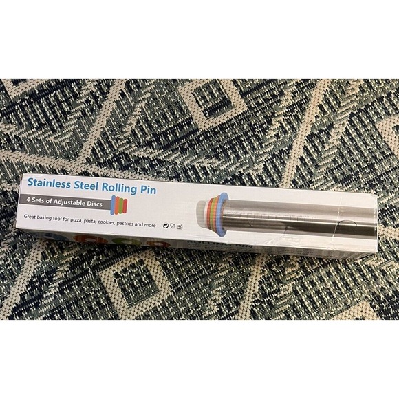 4 Sets Stainless Steel Rolling Pins with Adjustable Discs 2/3/6/10mm Baking - Picture 2 of 11